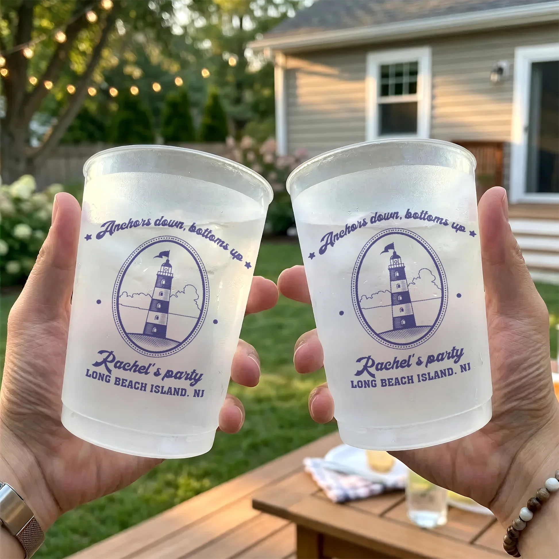 Let's Get Nauti Personalized Frosted Plastic Cup, Anchor Design, Creative Gift For Boat Party Guests - Image 3