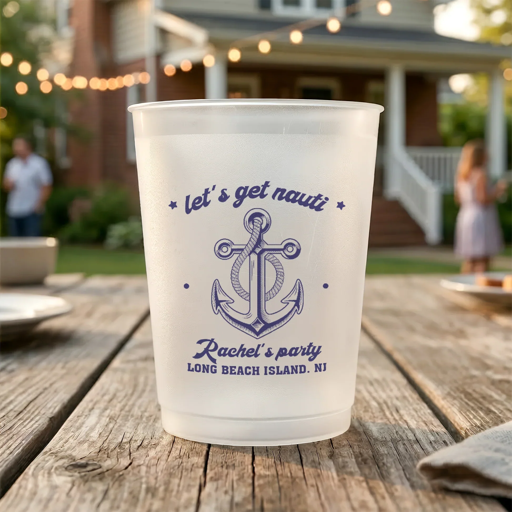 Let's Get Nauti Personalized Frosted Plastic Cup, Anchor Design, Creative Gift For Boat Party Guests - Image 5