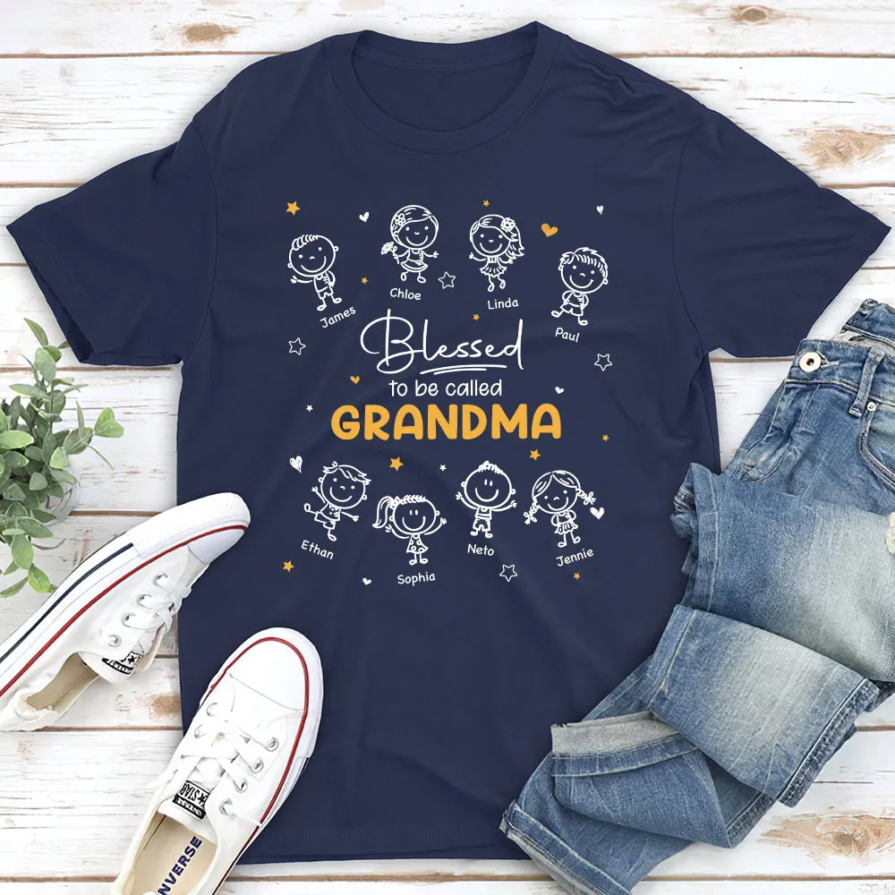 Personalized Grandma Classic Tee with Doodle Grandkids, Unique Gift for Nana, Blessed Family Shirt - Image 2
