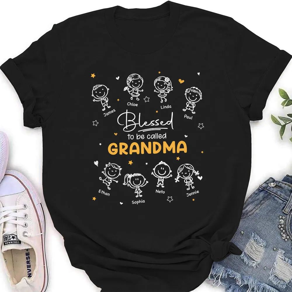 Personalized Grandma Classic Tee with Doodle Grandkids, Unique Gift for Nana, Blessed Family Shirt - Image 3
