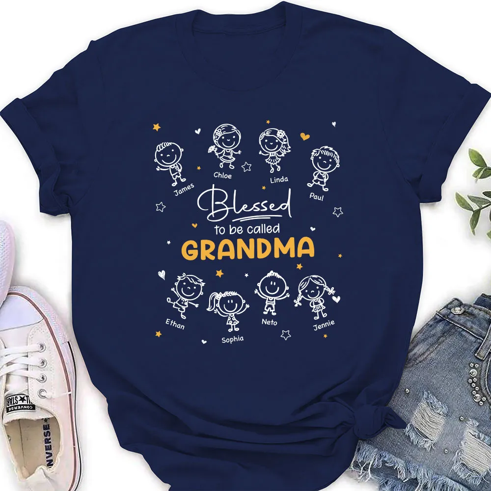 Personalized Grandma Classic Tee with Doodle Grandkids, Unique Gift for Nana, Blessed Family Shirt - Image 4