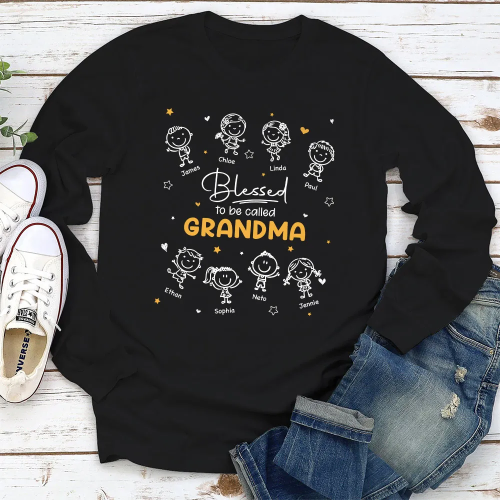 Personalized Grandma Classic Tee with Doodle Grandkids, Unique Gift for Nana, Blessed Family Shirt - Image 5