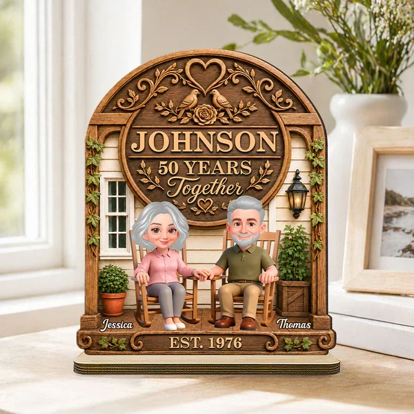 Personalized Wooden Plaque with Senior Couple Holding Hands, Rustic Porch Unique Creative Gift for Couples - Image 3