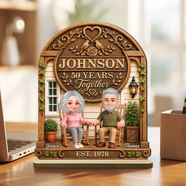 Personalized Wooden Plaque with Senior Couple Holding Hands, Rustic Porch Unique Creative Gift for Couples - Image 5