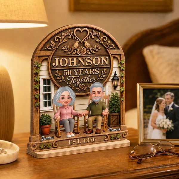 Personalized Wooden Plaque with Senior Couple Holding Hands, Rustic Porch Unique Creative Gift for Couples - Image 7