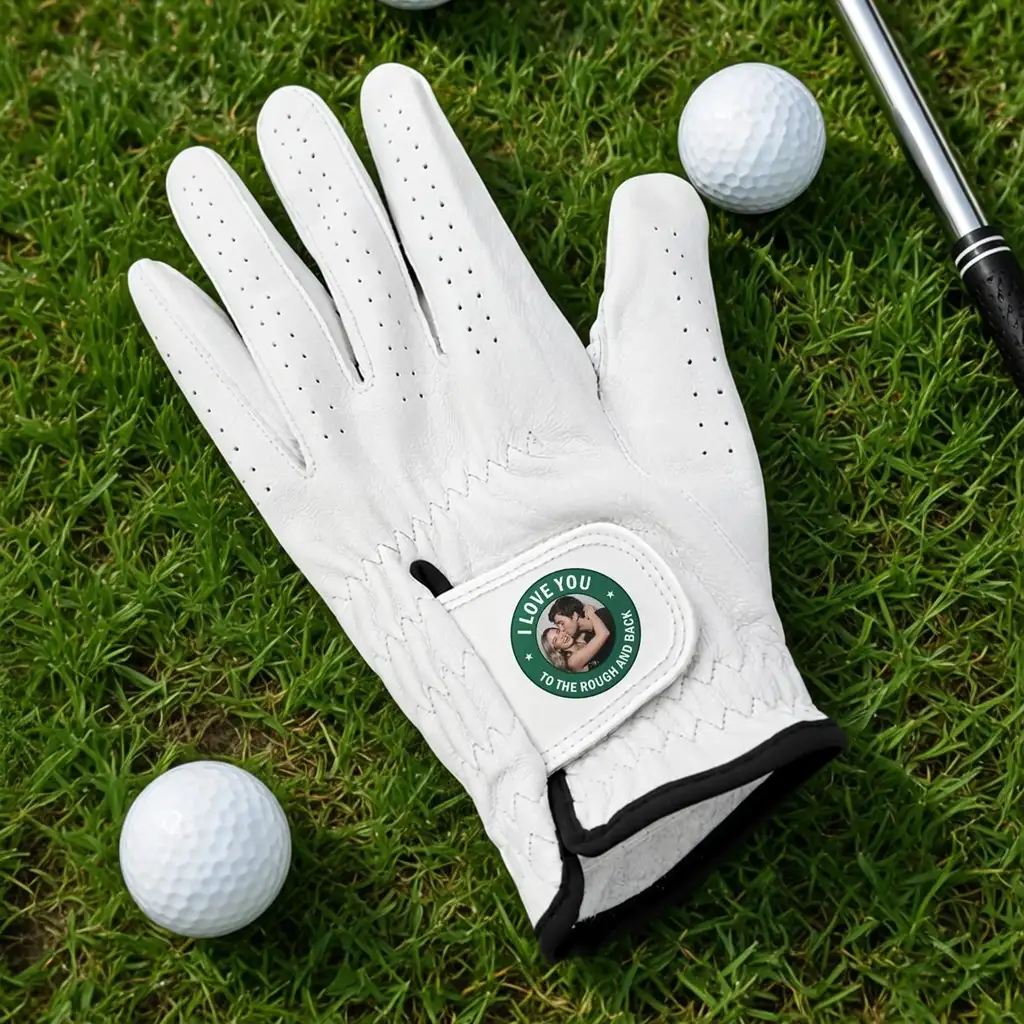 Personalized Leather Golf Glove With Couple Photo, I Love You Quote, Unique Gift for Golfer