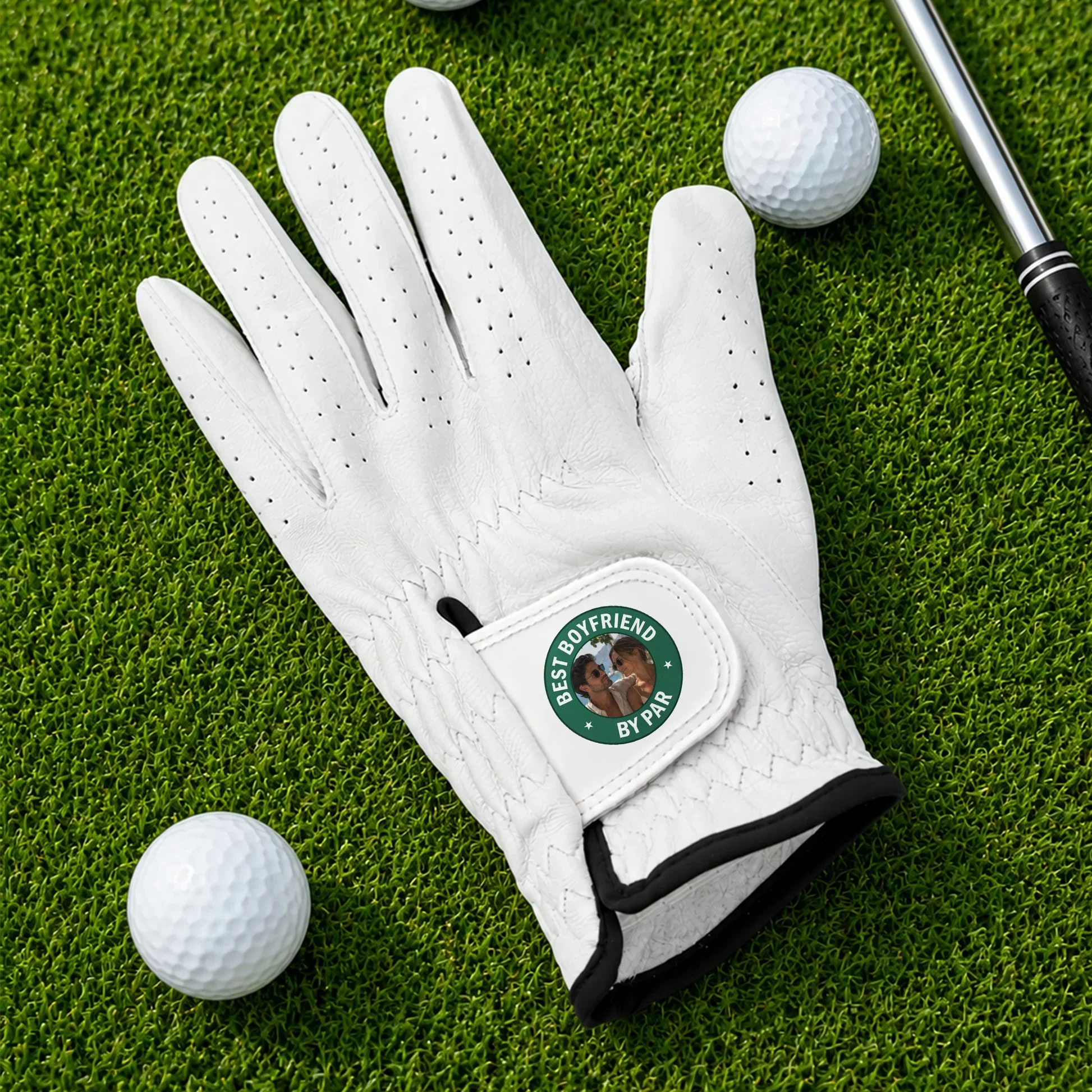 Personalized Leather Golf Glove With Couple Photo, I Love You Quote, Unique Gift for Golfer - Image 2