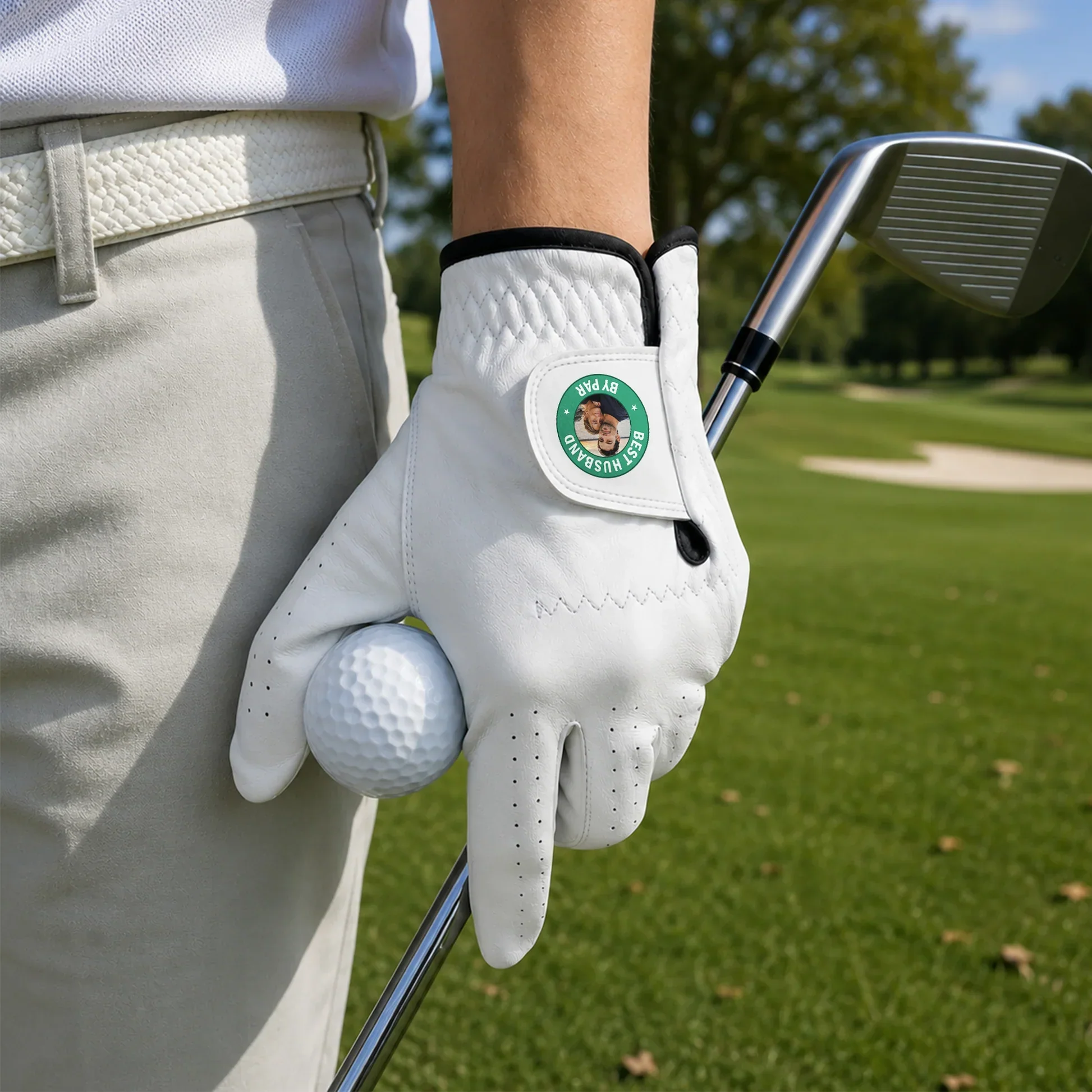 Personalized Leather Golf Glove With Couple Photo, I Love You Quote, Unique Gift for Golfer - Image 5