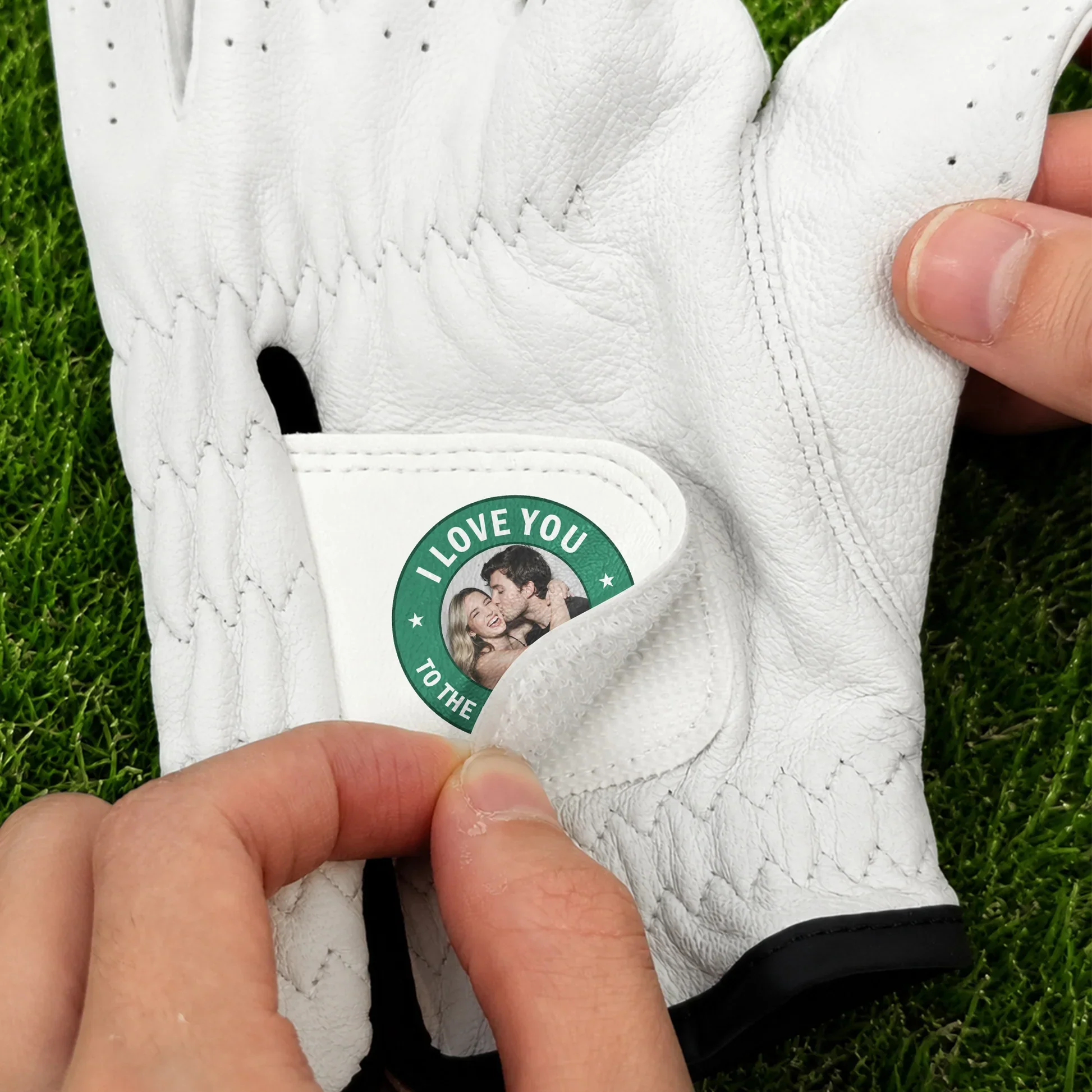 Personalized Leather Golf Glove With Couple Photo, I Love You Quote, Unique Gift for Golfer - Image 6