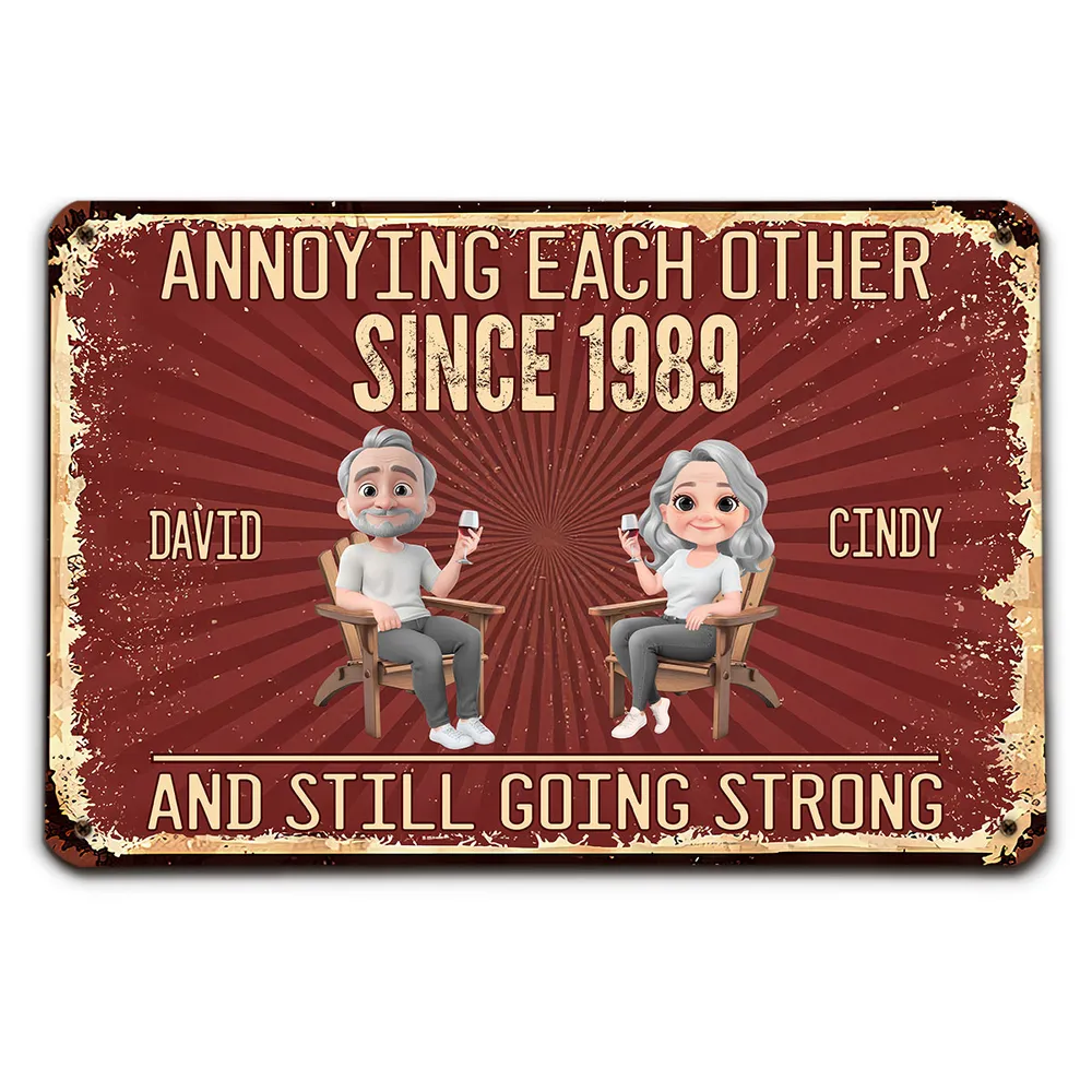 Custom Metal Sign with Senior Couple Illustration, Still Going Strong Humor, Unique Gift for Husband & Wife - Image 2
