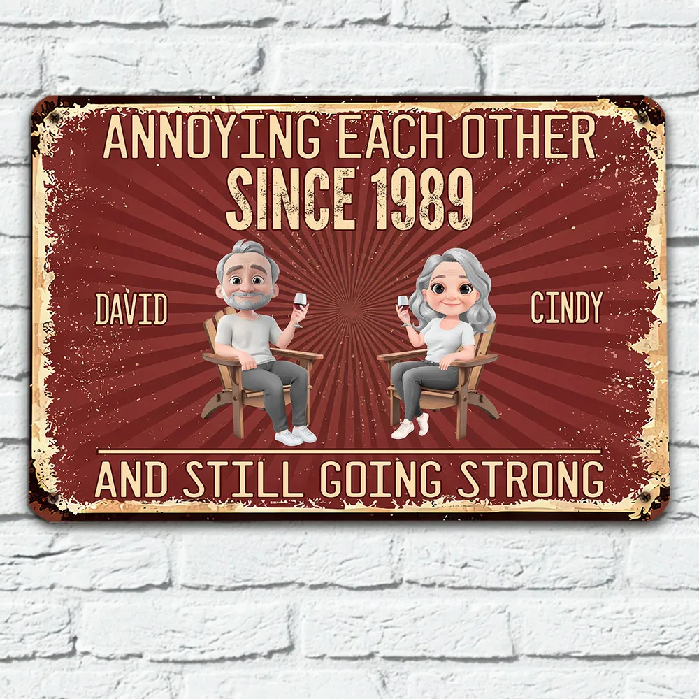 Custom Metal Sign with Senior Couple Illustration, Still Going Strong Humor, Unique Gift for Husband & Wife - Image 3