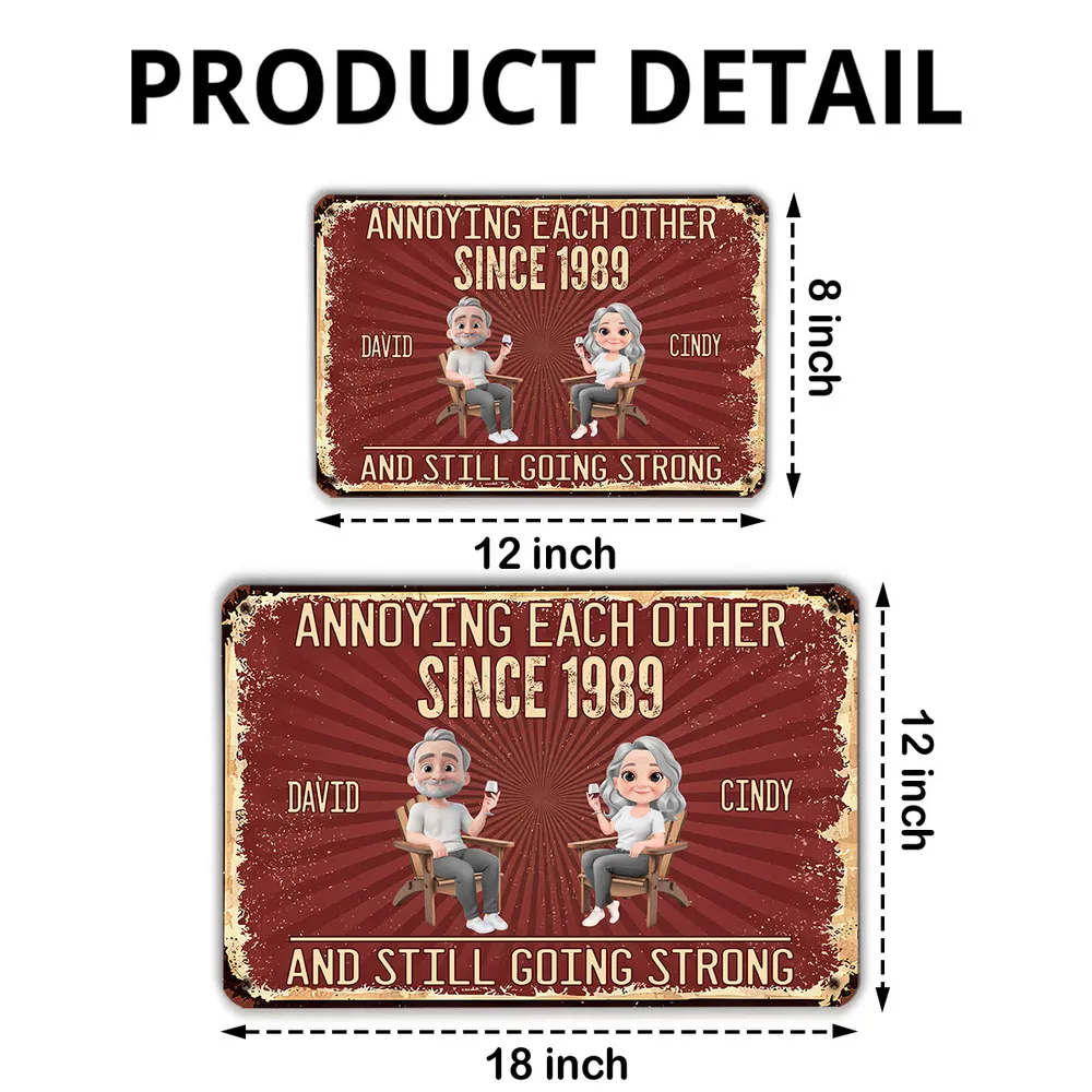 Custom Metal Sign with Senior Couple Illustration, Still Going Strong Humor, Unique Gift for Husband & Wife - Image 4