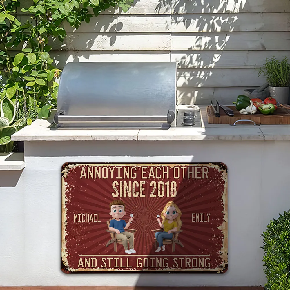 Custom Metal Sign with Senior Couple Illustration, Still Going Strong Humor, Unique Gift for Husband & Wife - Image 5