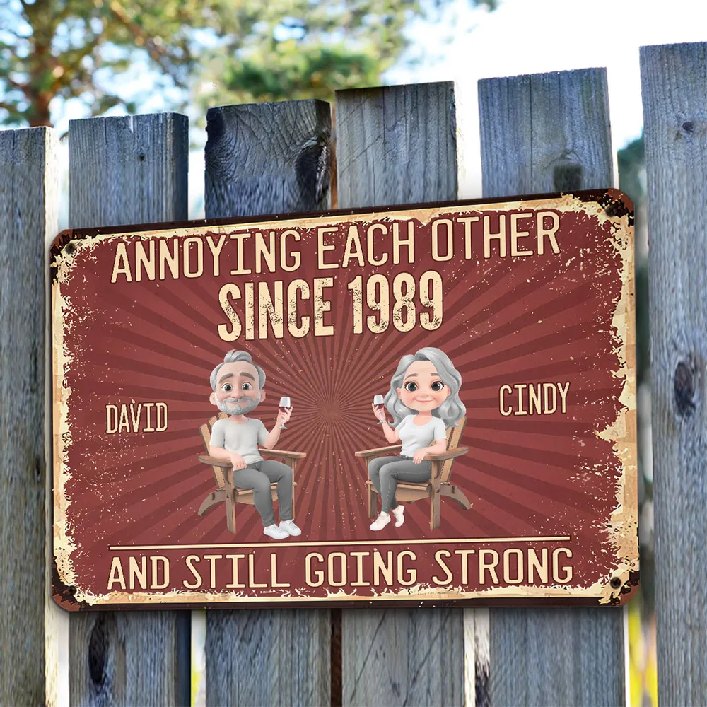 Custom Metal Sign with Senior Couple Illustration, Still Going Strong Humor, Unique Gift for Husband & Wife - Image 6
