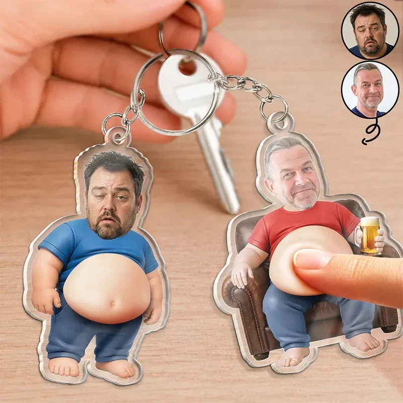 Personalized Dad Bod Keychain, Creative Gift For Him With Funny Belly Cartoon Keepsake - Image 2