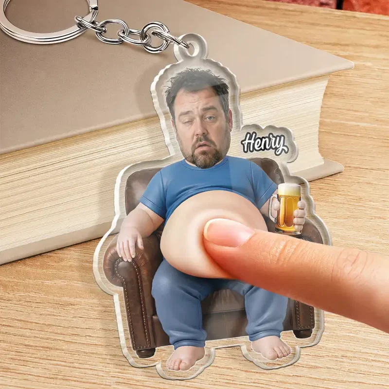 Personalized Dad Bod Keychain, Creative Gift For Him With Funny Belly Cartoon Keepsake - Image 3