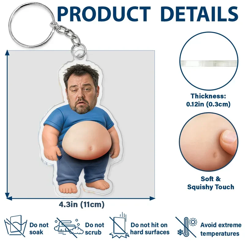 Personalized Dad Bod Keychain, Creative Gift For Him With Funny Belly Cartoon Keepsake - Image 4