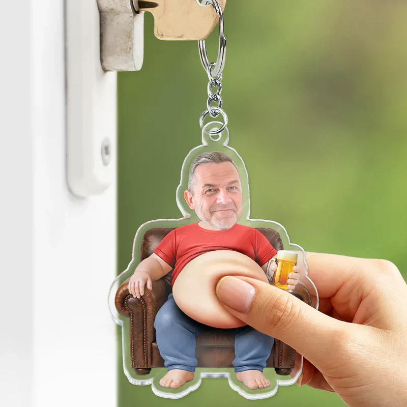 Personalized Dad Bod Keychain, Creative Gift For Him With Funny Belly Cartoon Keepsake - Image 5