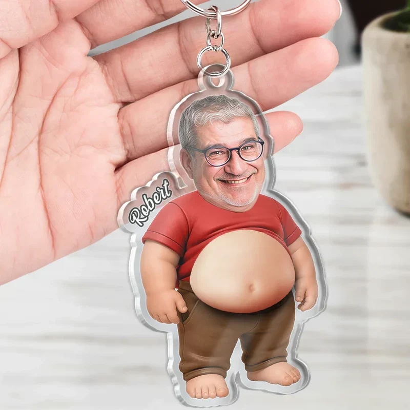 Personalized Dad Bod Keychain, Creative Gift For Him With Funny Belly Cartoon Keepsake - Image 6