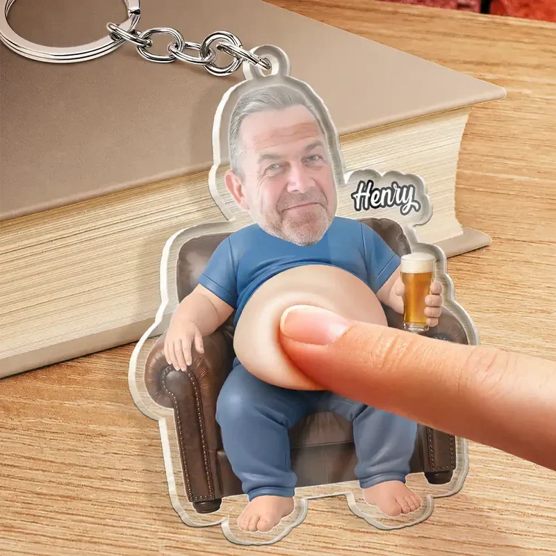 Personalized Dad Bod Keychain, Custom Photo Squishy Belly Design, Unique Creative Gift for Dad - Image 3