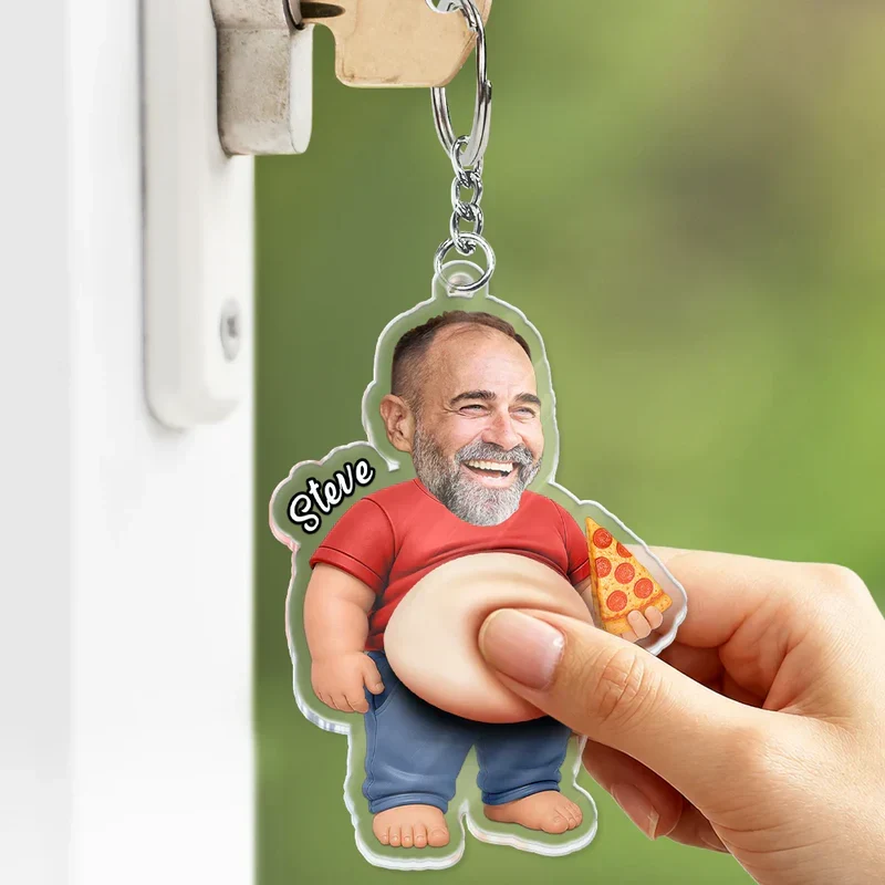 Personalized Dad Bod Keychain, Custom Photo Squishy Belly Design, Unique Creative Gift for Dad - Image 4