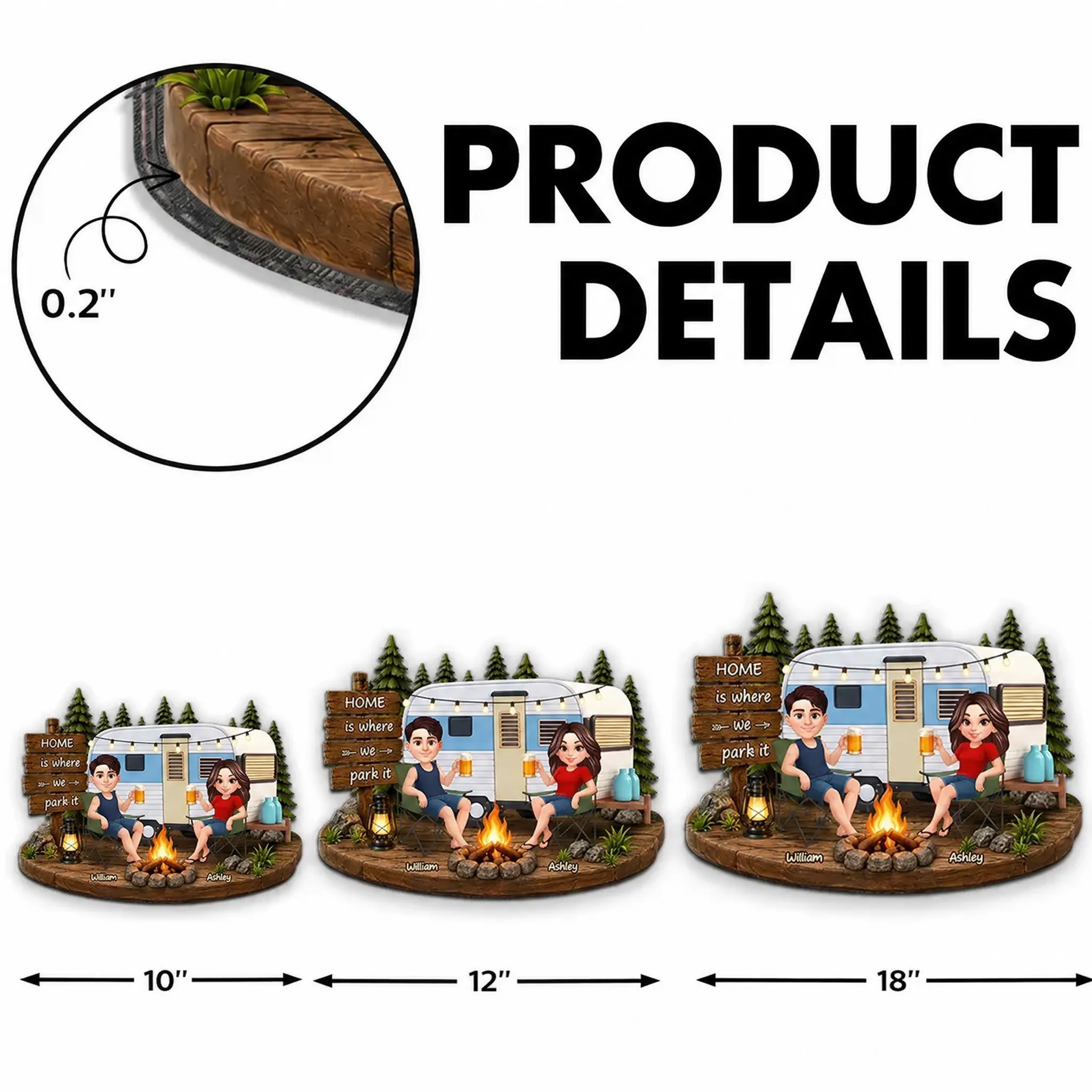 Personalized Wooden Sign for Campers, Couple by Campfire with RV, Making Memories Unique Gift - Image 4