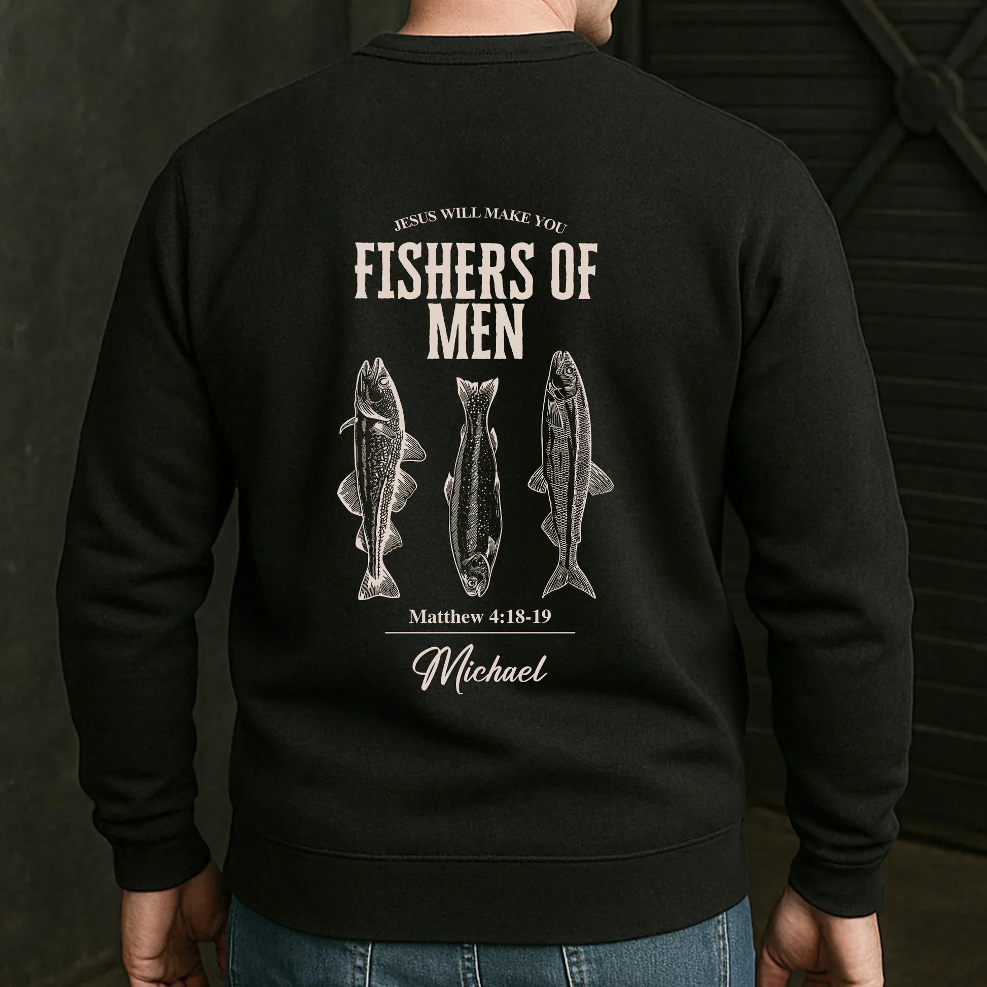 Personalized Classic Tee, Fishers Of Men Bible Verse Shirt With Fish Illustration, Unique Gift For Fishermen - Image 5