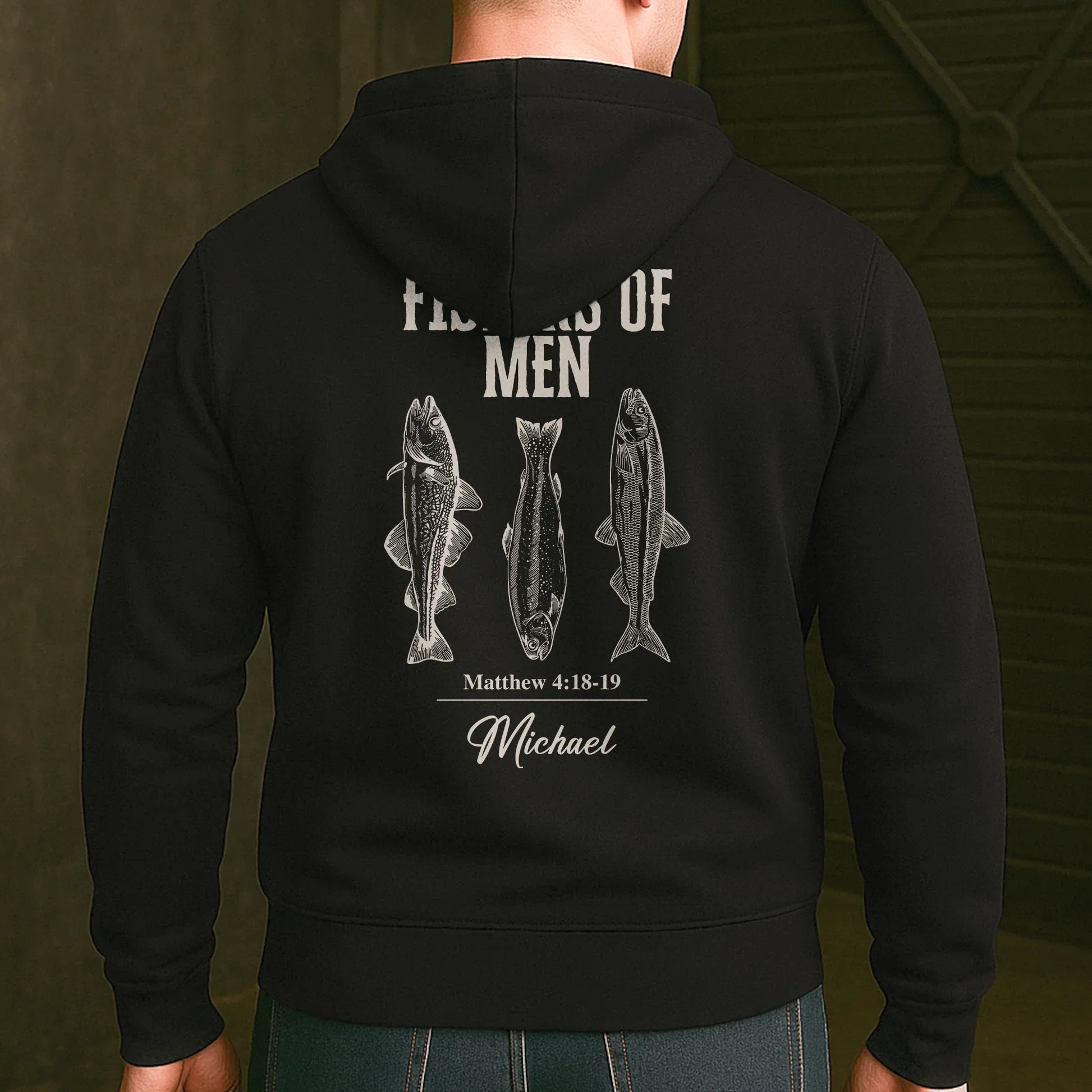 Personalized Classic Tee, Fishers Of Men Bible Verse Shirt With Fish Illustration, Unique Gift For Fishermen - Image 8