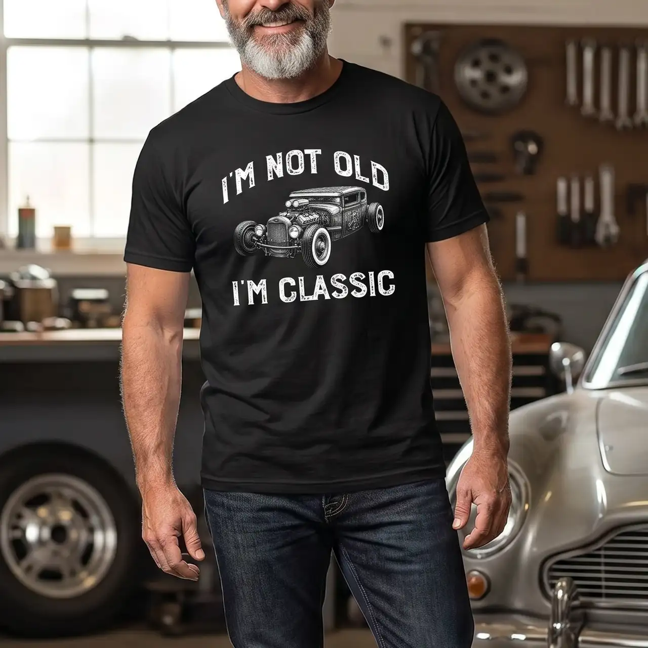 I'm Not Old I'm Classic Tee With Vintage Car Art, Personalized Funny Creative Gift For Him