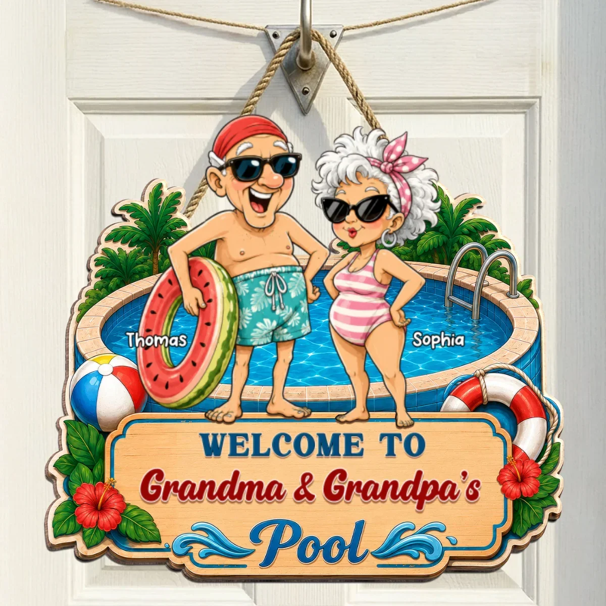 Personalized Wooden Sign, Welcome to Grandma & Grandpa's Pool, Unique Poolside Gift - Image 8