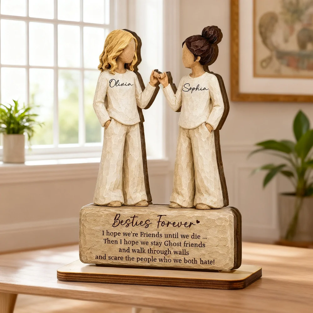 Pinky Promise 2-Layer Wooden Plaque For Close Friends, Creative Gift With Funny Friendship Quote