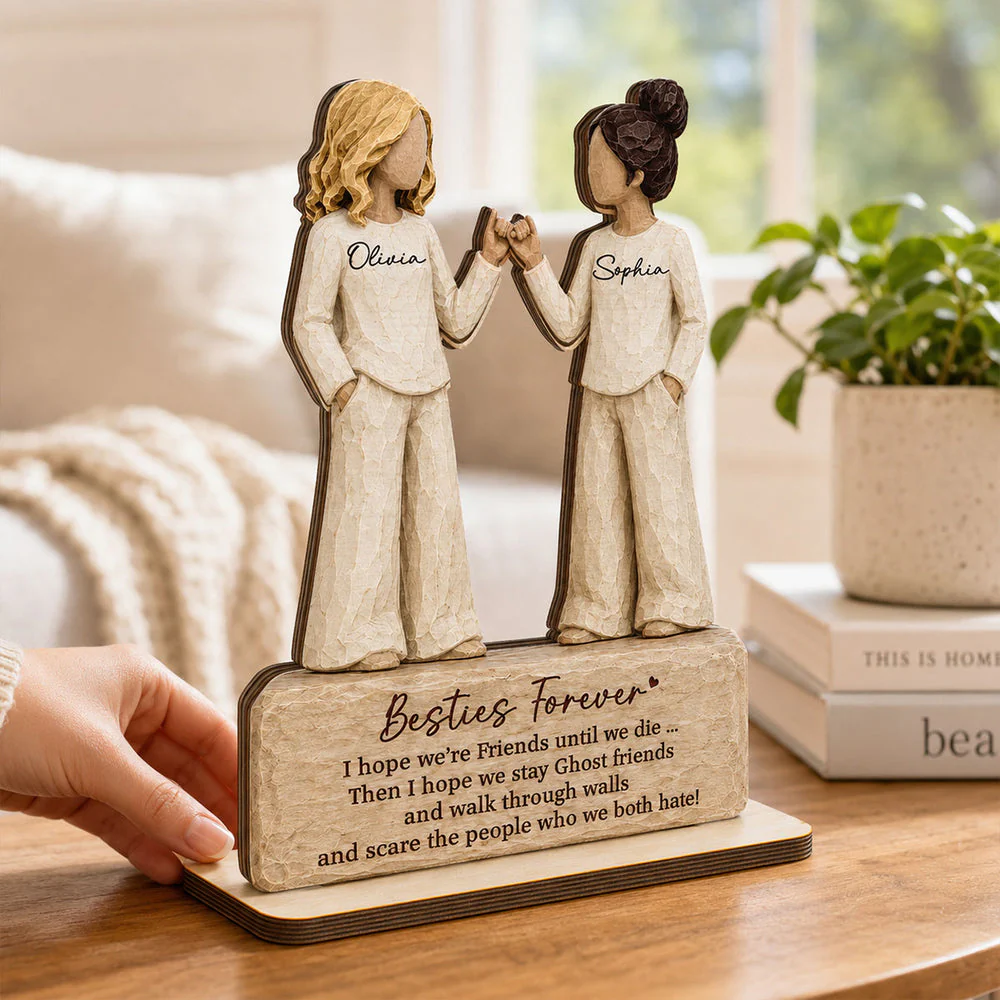 Pinky Promise 2-Layer Wooden Plaque For Close Friends, Creative Gift With Funny Friendship Quote - Image 2