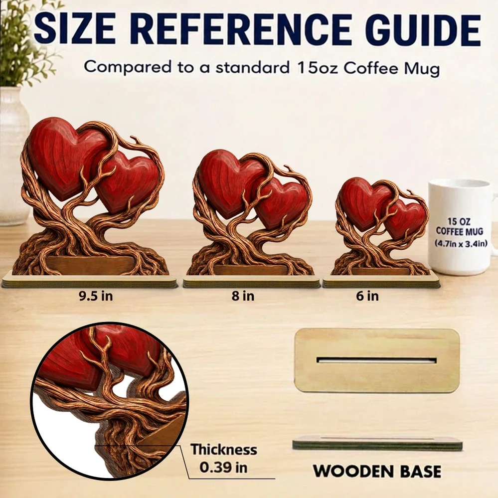 Personalized 2-Layer Wooden Plaque With Heart Tree, Our Roots Run Deep, Unique Gift For Couple - Image 4