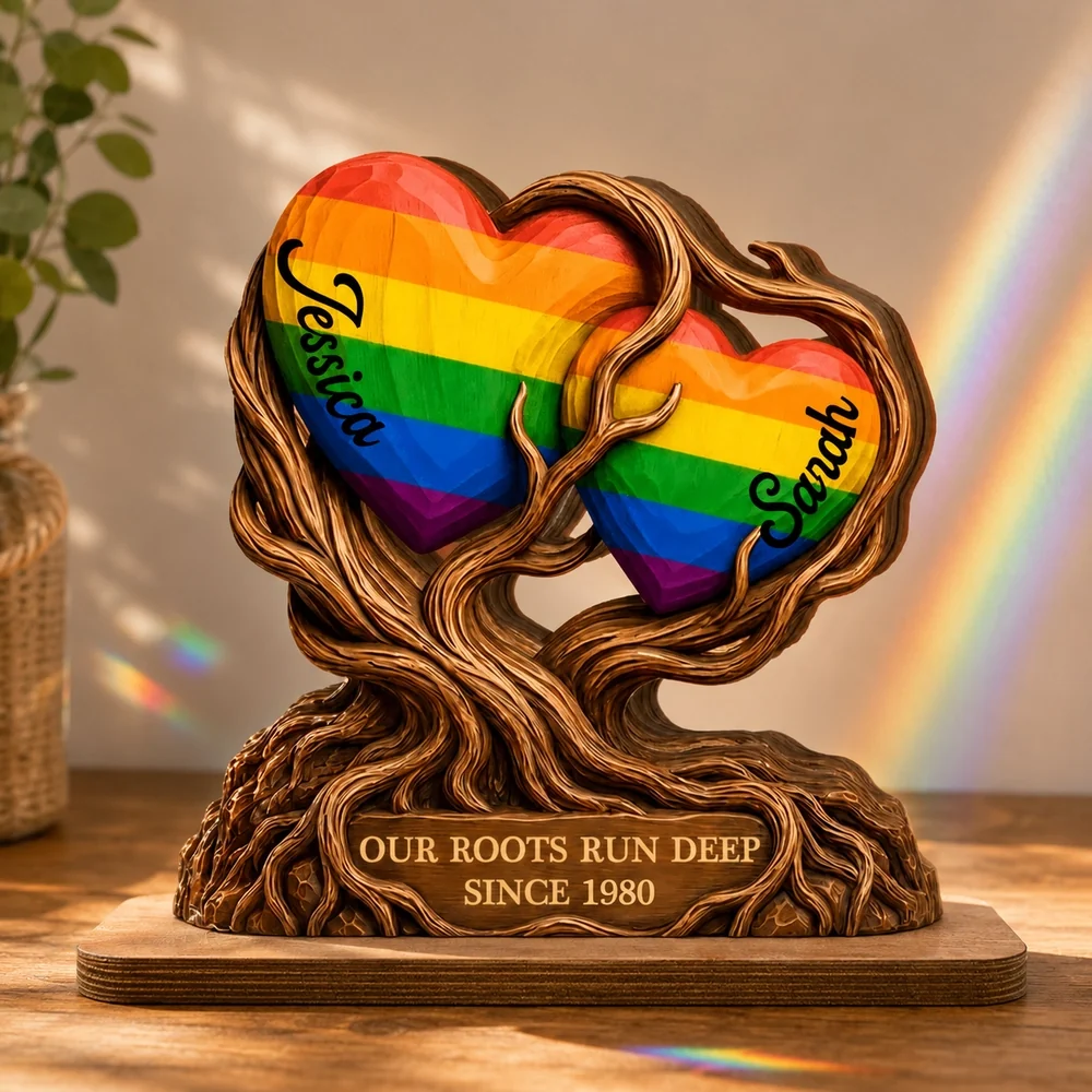 Personalized 2-Layer Wooden Plaque With Heart Tree, Our Roots Run Deep, Unique Gift For Couple - Image 5