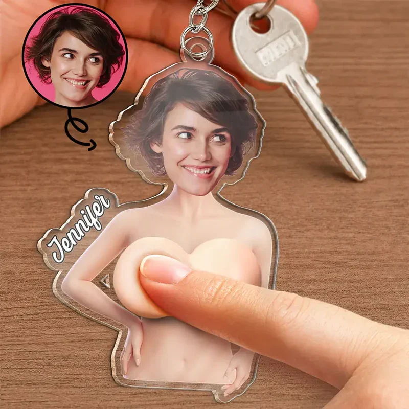 Personalized Photo Keychain, Cheeky Squishy Cutout for Friends, Unique Creative Gift - Image 2
