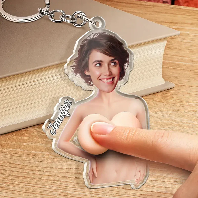 Personalized Photo Keychain, Cheeky Squishy Cutout for Friends, Unique Creative Gift - Image 3