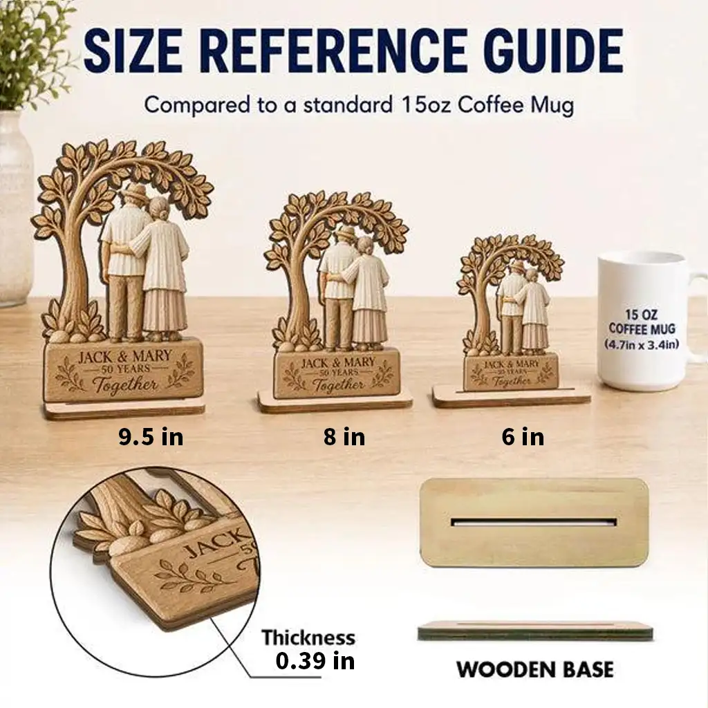 Custom Wooden Plaque with Arm-in-Arm Couple Under Leafy Tree, Creative Gift for Husband & Wife - Image 4