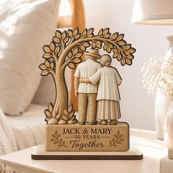 Custom Wooden Plaque with Arm-in-Arm Couple Under Leafy Tree, Creative Gift for Husband & Wife - Image 6