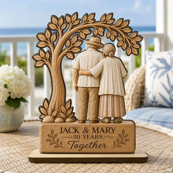 Custom Wooden Plaque with Arm-in-Arm Couple Under Leafy Tree, Creative Gift for Husband & Wife - Image 8