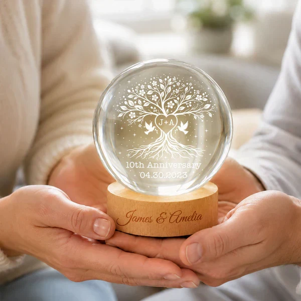 Personalized Globe Lamp, Tree of Life Anniversary Design, Unique Gift for Couple with Warm Bedside Glow - Image 8