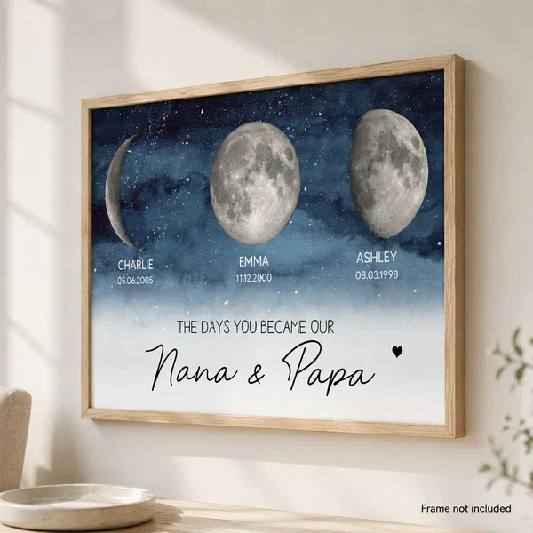 Personalized Moon Phase Poster, Custom Grandparents Wall Art, Unique Gift for Nana & Papa - Image 5