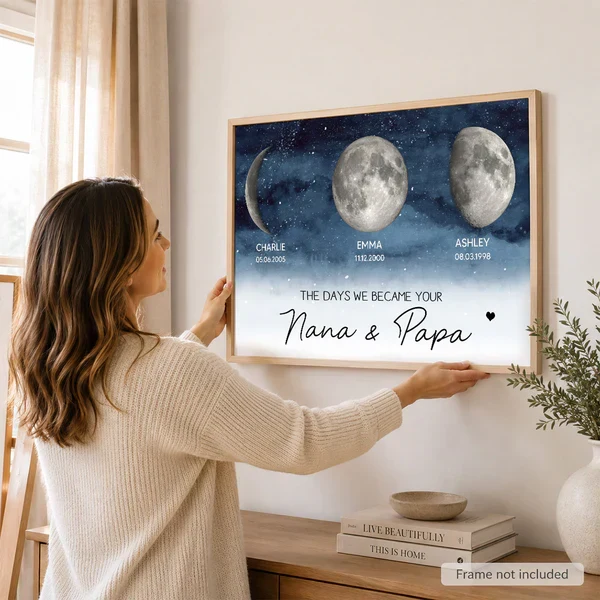 Personalized Moon Phase Poster, Custom Grandparents Wall Art, Unique Gift for Nana & Papa - Image 7