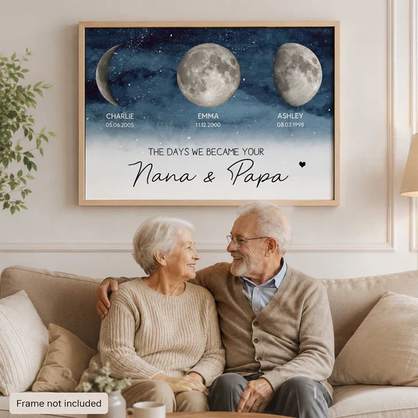 Personalized Moon Phase Poster, Custom Grandparents Wall Art, Unique Gift for Nana & Papa - Image 8