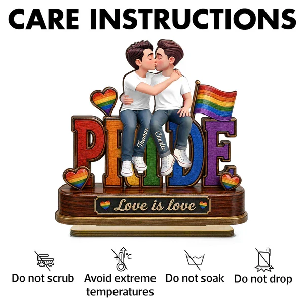 Personalized 2-Layer Wooden Plaque, Same-Sex Couple Kissing, Love Is Love, Unique Gift for Her - Image 4
