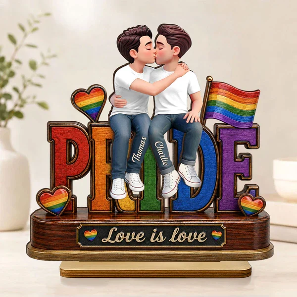Personalized 2-Layer Wooden Plaque, Same-Sex Couple Kissing, Love Is Love, Unique Gift for Her - Image 8