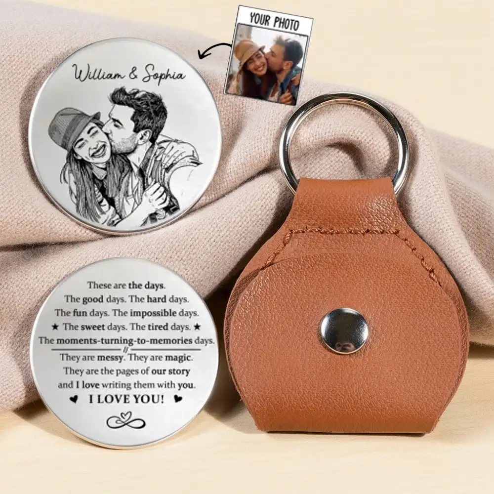 Personalized Pocket Hug With Couple Sketch, These Are The Days Keepsake, Unique Gift For Partner