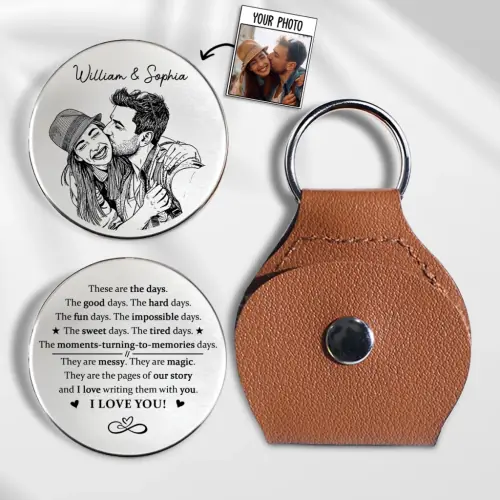 Personalized Pocket Hug With Couple Sketch, These Are The Days Keepsake, Unique Gift For Partner - Image 2