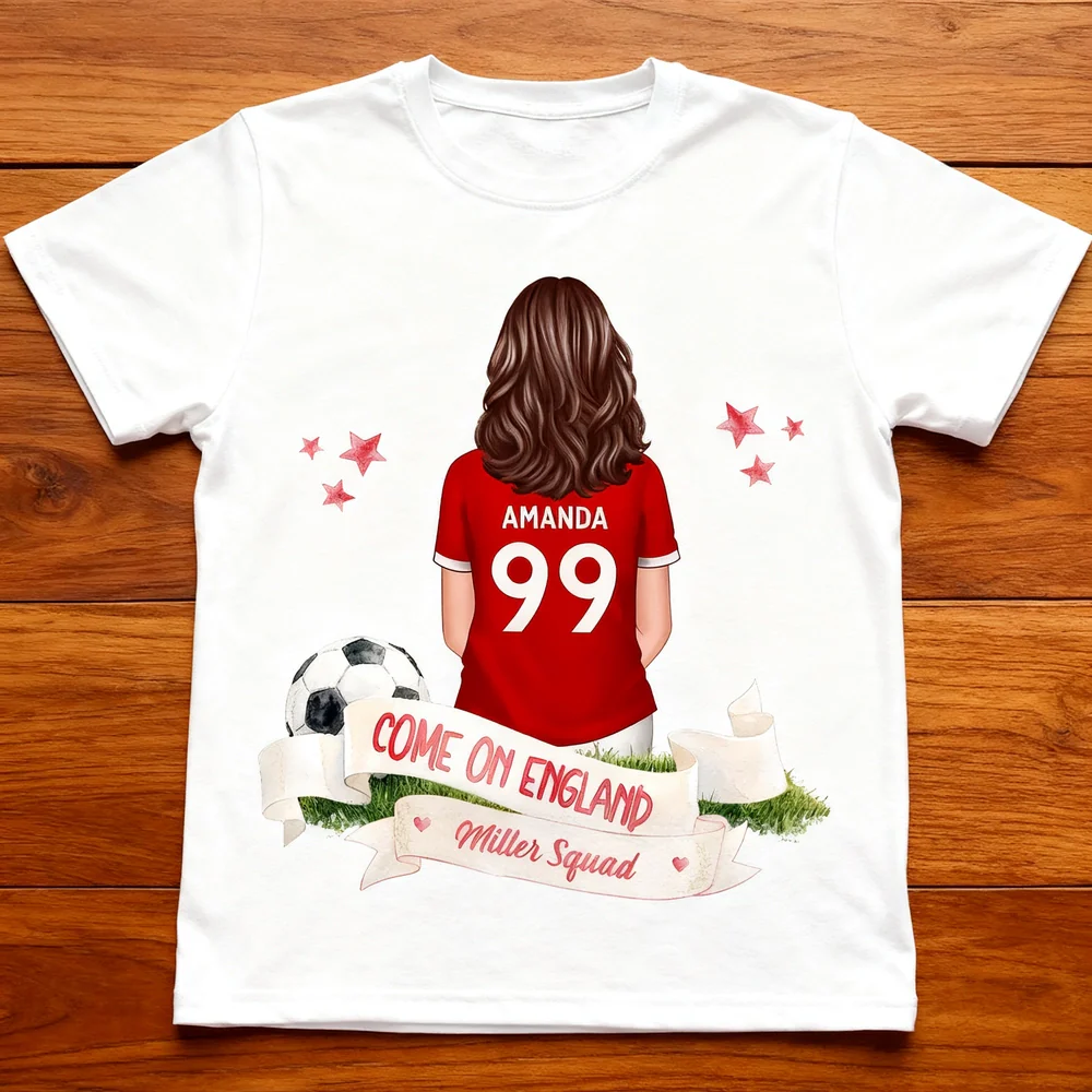 Personalized England Soccer Fan Classic Tee, Player Back View Design, Unique Gift for Family Match Days
