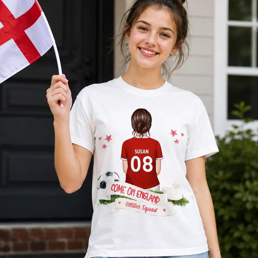 Personalized England Soccer Fan Classic Tee, Player Back View Design, Unique Gift for Family Match Days - Image 3