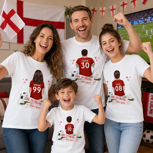 Personalized England Soccer Fan Classic Tee, Player Back View Design, Unique Gift for Family Match Days - Image 6